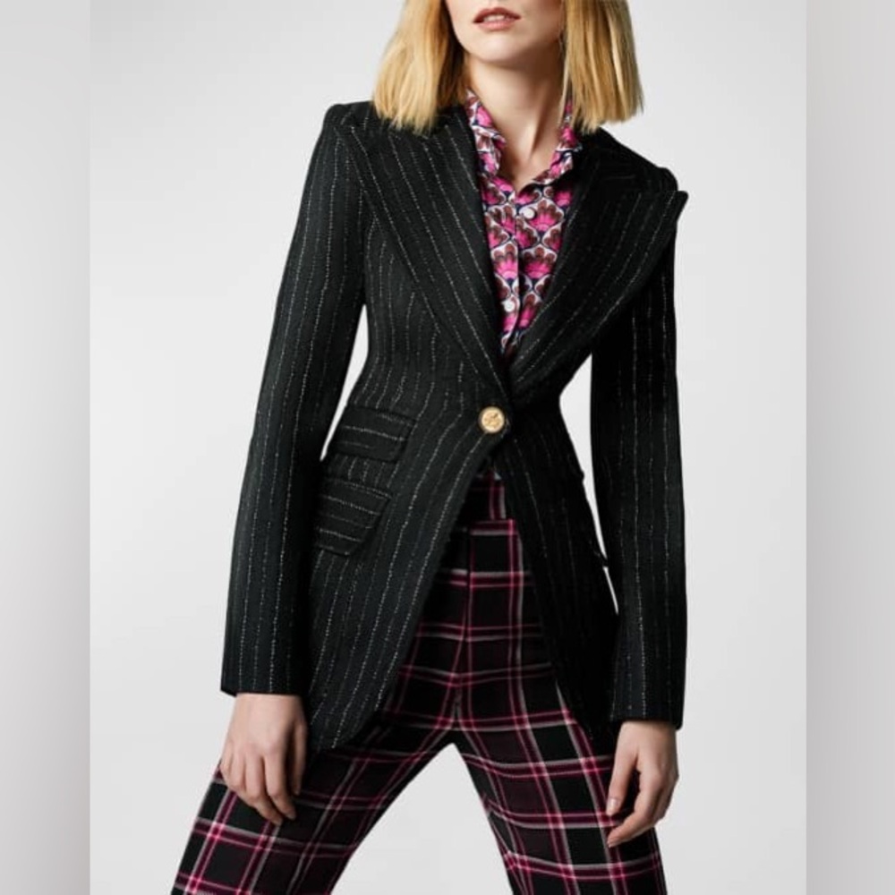 Smythe Black Pinstripe Single-Button Blazer